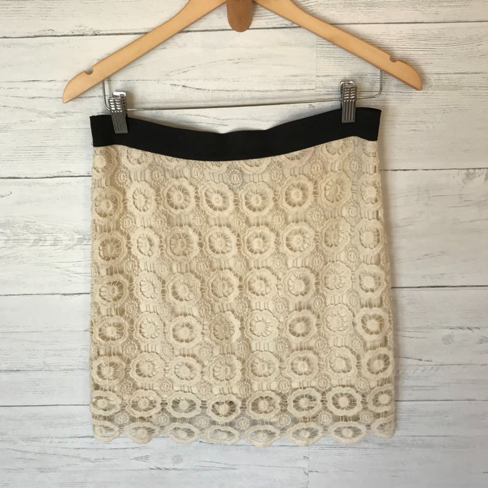 Wet Seal Skirt Womens SZ Medium Ivory Lace Embroidered 100% Cotton Mini Romantic